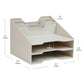 Mind Reader Desktop Organizer, Vertical File Holder, Paper Trays, Office, Plastic, 12.5"L x 11.75"W x 9.5"H, Beige