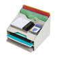Mind Reader Desktop Organizer, Vertical File Holder, Paper Trays, Office, Plastic, 12.5"L x 11.75"W x 9.5"H, Beige