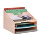 Mind Reader Desktop Organizer, Vertical File Holder, Paper Trays, Office, Plastic, 12.5"L x 11.75"W x 9.5"H, Beige