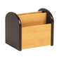 Mind Reader Desktop Organizer with 4 Compartments, Natural Wood and Matte Finish Sides, Compact Desk Storage, Wood
