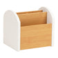 Mind Reader Desktop Organizer with 4 Compartments, Natural Wood and Matte Finish Sides, Compact Desk Storage, Wood