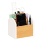 Mind Reader Desktop Organizer with 4 Compartments, Natural Wood and Matte Finish Sides, Compact Desk Storage, Wood
