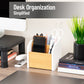 Mind Reader Desktop Organizer with 4 Compartments, Natural Wood and Matte Finish Sides, Compact Desk Storage, Wood