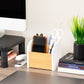Mind Reader Desktop Organizer with 4 Compartments, Natural Wood and Matte Finish Sides, Compact Desk Storage, Wood