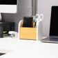 Mind Reader Desktop Organizer with 4 Compartments, Natural Wood and Matte Finish Sides, Compact Desk Storage, Wood