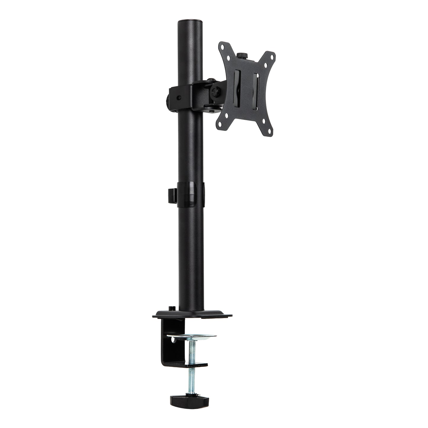 Mind Reader Single Monitor Desk Mount for 13"-32" Screens, VESA 75x75/100x100, 180° Rotation, ±90° Swivel, ±45° Tilt, 17.6 lb Load Capacity, Cable Management, Quick Release, Black