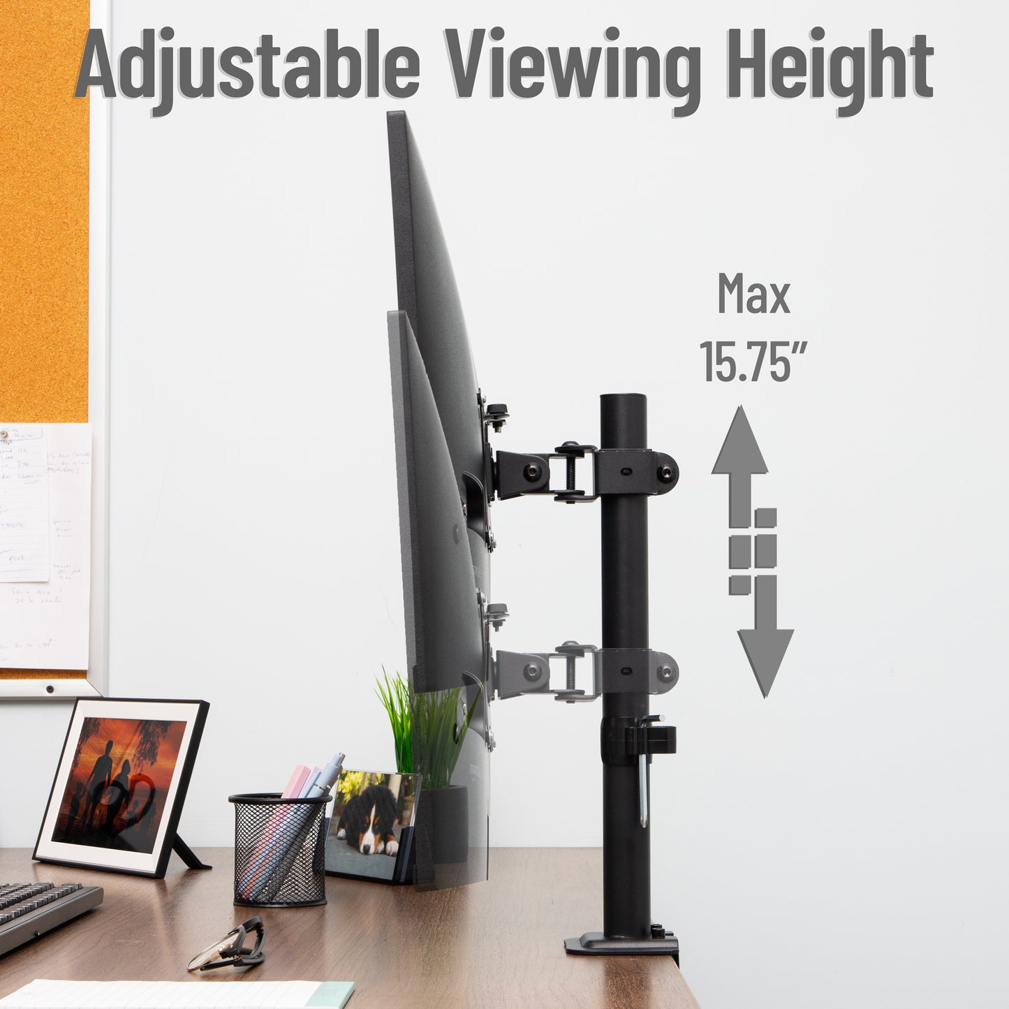 Mind Reader Single Monitor Desk Mount for 13"-32" Screens, VESA 75x75/100x100, 180° Rotation, ±90° Swivel, ±45° Tilt, 17.6 lb Load Capacity, Cable Management, Quick Release, Black