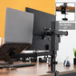 Mind Reader Dual Arm Monitor and Laptop Desk Mount, Adjustable Stand for 17"–32" Screens, VESA 75x75/100x100, 180° Rotation, ±90° Swivel, ±90° Tilt, Black