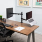 Mind Reader Dual Arm Monitor and Laptop Desk Mount, Adjustable Stand for 17"–32" Screens, VESA 75x75/100x100, 180° Rotation, ±90° Swivel, ±90° Tilt, Black