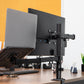 Mind Reader Dual Arm Monitor and Laptop Desk Mount, Adjustable Stand for 17"–32" Screens, VESA 75x75/100x100, 180° Rotation, ±90° Swivel, ±90° Tilt, Black
