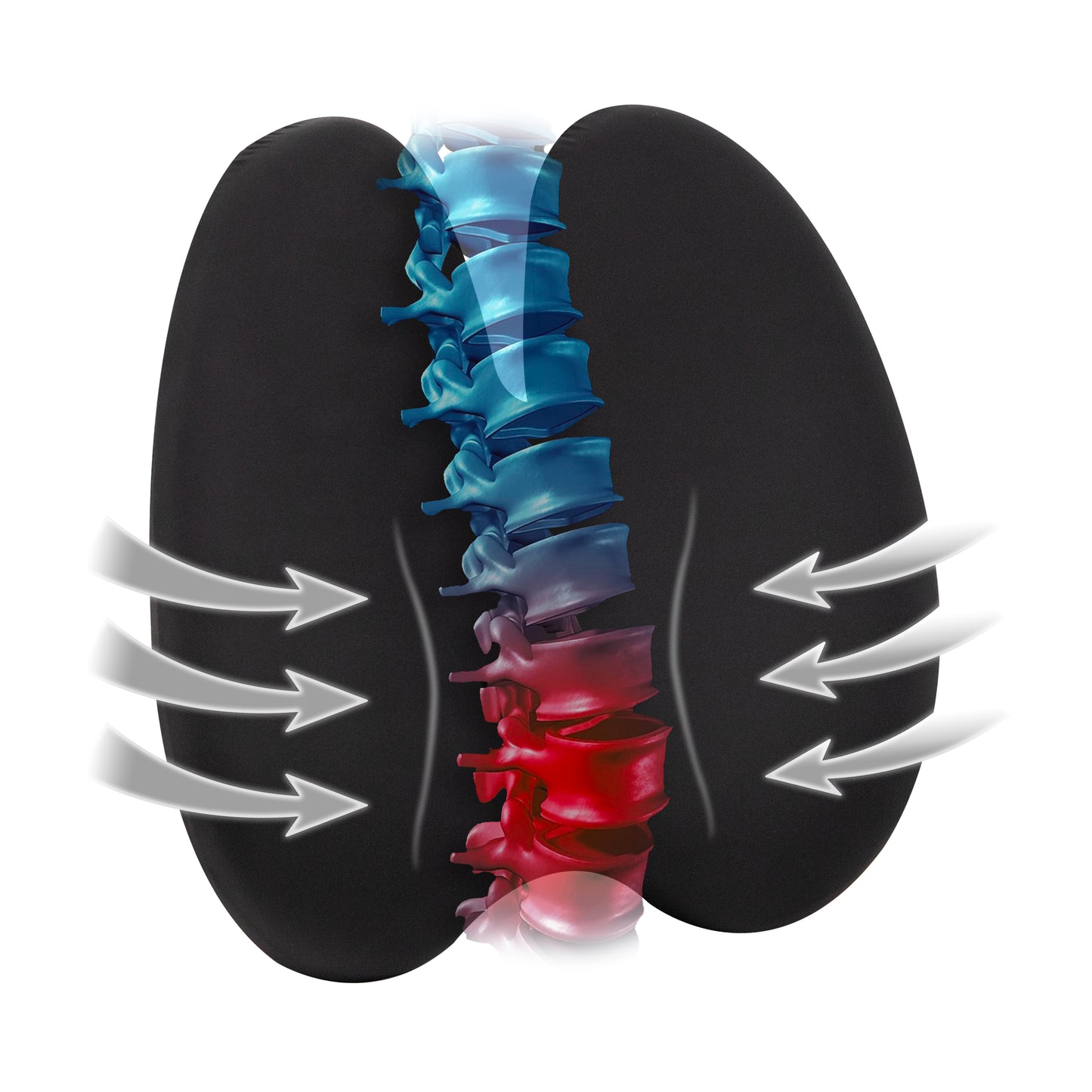 Mind Reader Lumbar Support Pillow with Air-Cloud Technology, Office Chair Back Cushion, Memory Foam, Black