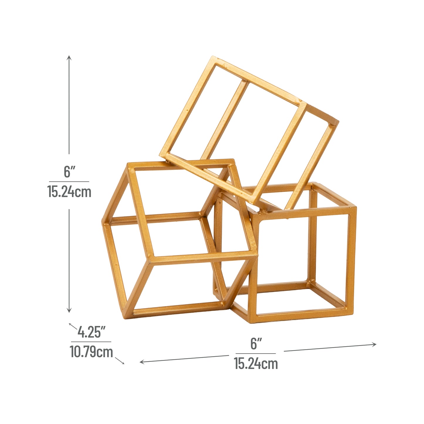 Mind Reader Decorative Geometric Cube Bookends, Modern Book Holders, Office Decor, Metal, Set of 2, Gold