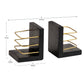 Mind Reader Decorative Basket Bookends, Office Decor with Storage, Wood and Metal, Set of 2, Black and Gold
