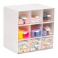 Mind Reader Modular Craft Organizer, 9 Clear Drawer Desktop Storage, Stackable Interlocking Units for Art Supplies, Office and Hobby Storage, Plastic, Set of 3, White