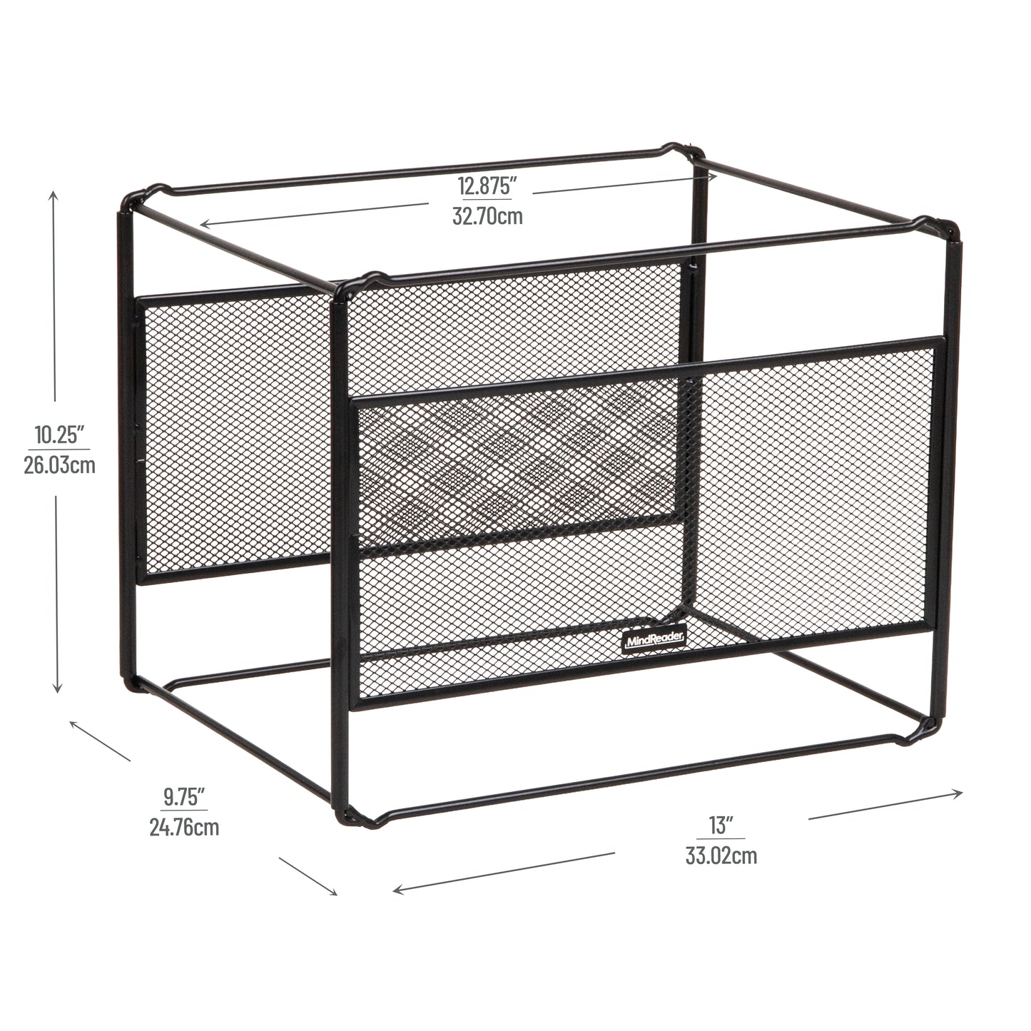 Mind Reader Hanging File Folder Organizer, Desktop Organizer, Storage, Office, Metal Mesh, 13"L x 9.75"W x 10.25"H