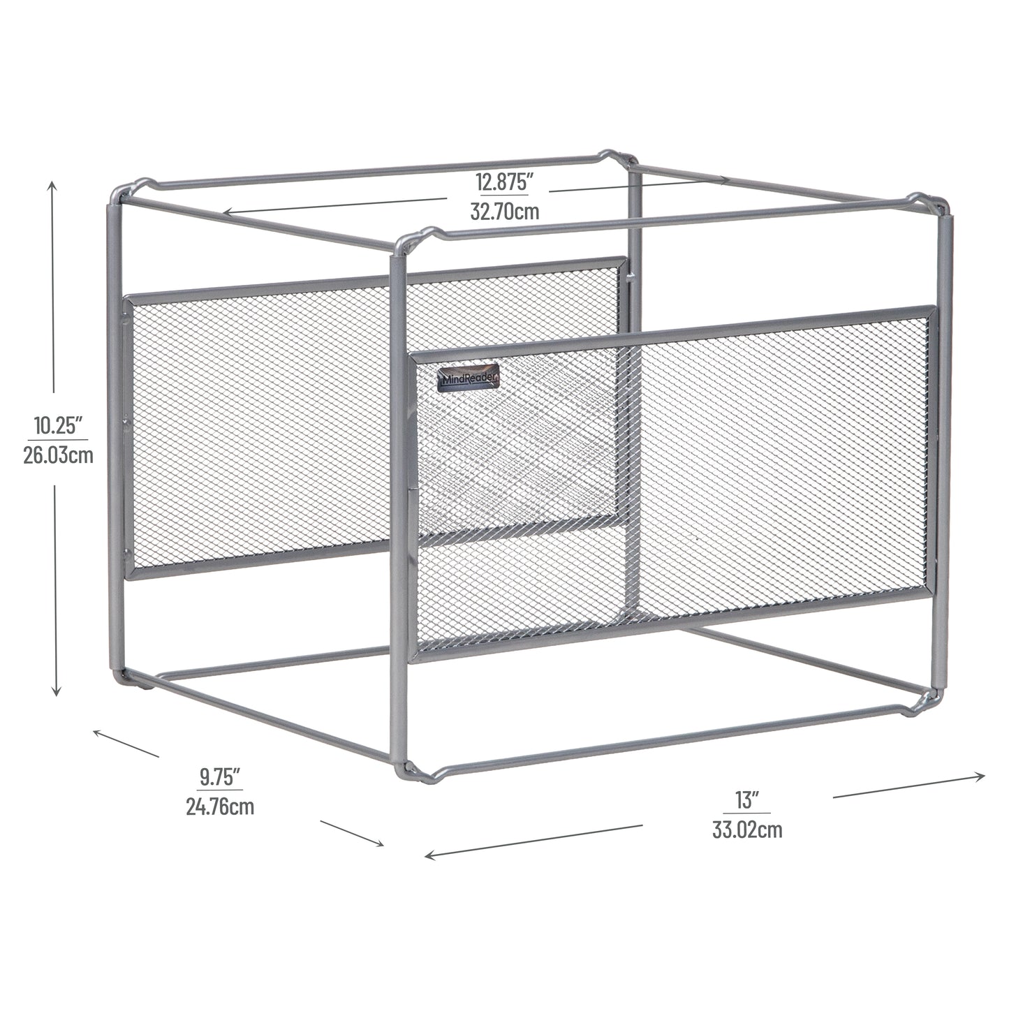 Mind Reader Hanging File Folder Organizer, Desktop Organizer, Storage, Office, Metal Mesh, 13"L x 9.75"W x 10.25"H
