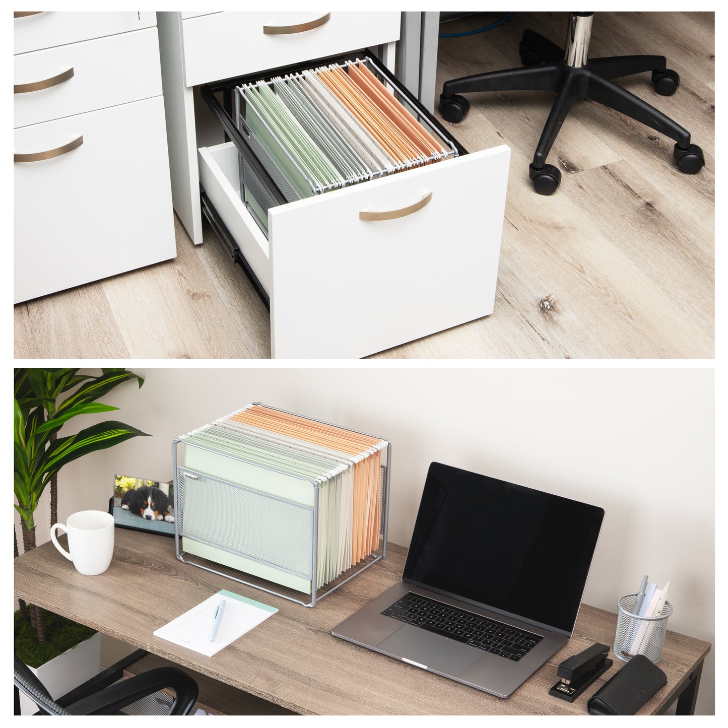 Mind Reader Hanging File Folder Organizer, Desktop Organizer, Storage, Office, Metal Mesh, 13"L x 9.75"W x 10.25"H