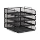 Mind Reader Stackable Paper Tray, Desktop Organizer, File Storage, Office, Metal Mesh, 10.5"L x13.5"W x11.25"H, 4 Pcs., Black