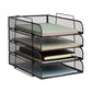 Mind Reader Stackable Paper Tray, Desktop Organizer, File Storage, Office, Metal Mesh, 10.5"L x13.5"W x11.25"H, 4 Pcs., Black