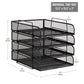 Mind Reader Stackable Paper Tray, Desktop Organizer, File Storage, Office, Metal Mesh, 10.5"L x13.5"W x11.25"H, 4 Pcs., Black