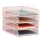 Mind Reader Stackable Paper Tray, Desktop Organizer, File Storage, Office, Metal Mesh, 10.5"L x13.5"W x11.25"H, 4 Pcs., Black