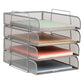Mind Reader Stackable Paper Tray, Desktop Organizer, File Storage, Office, Metal Mesh, 10.5"L x13.5"W x11.25"H, 4 Pcs., Black