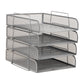 Mind Reader Stackable Paper Tray, Desktop Organizer, File Storage, Office, Metal Mesh, 10.5"L x13.5"W x11.25"H, 4 Pcs., Black
