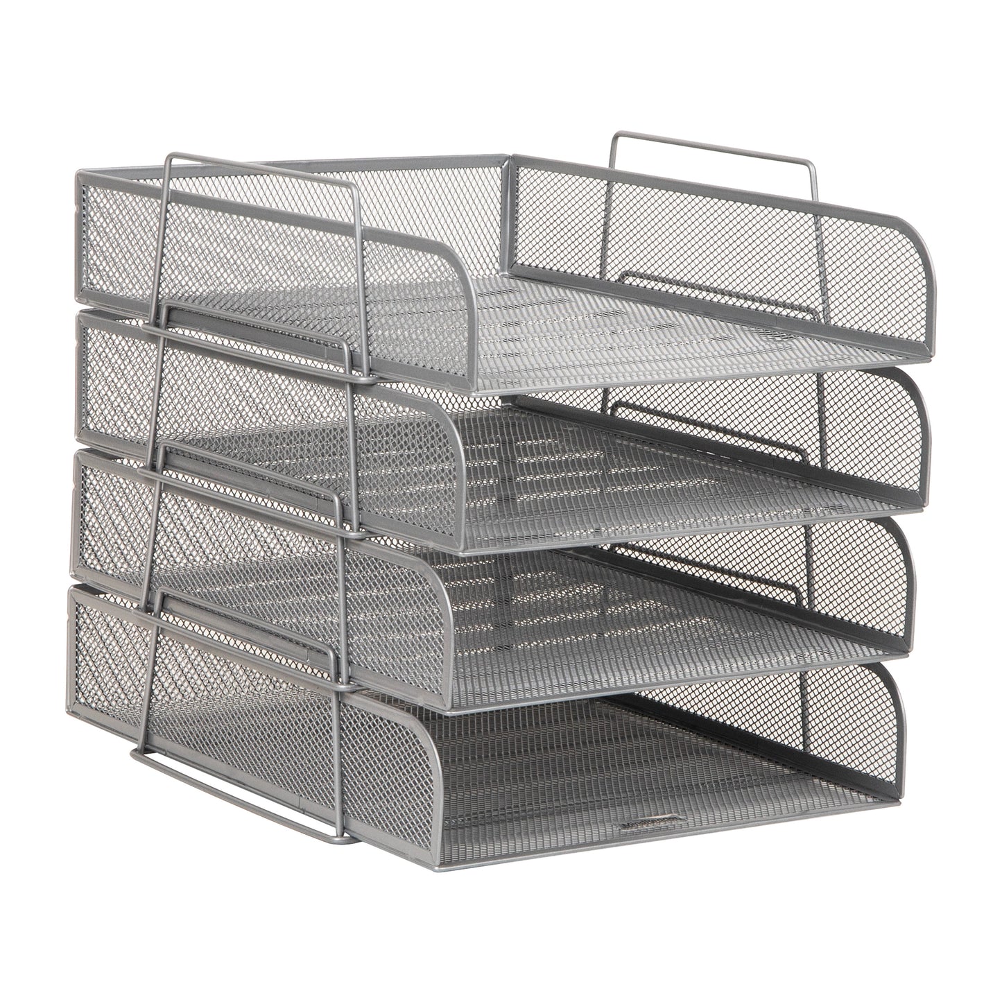 Mind Reader Stackable Paper Tray, Desktop Organizer, File Storage, Office, Metal Mesh, 10.5"L x13.5"W x11.25"H, 4 Pcs., Black