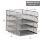 Mind Reader Stackable Paper Tray, Desktop Organizer, File Storage, Office, Metal Mesh, 10.5"L x13.5"W x11.25"H, 4 Pcs., Black