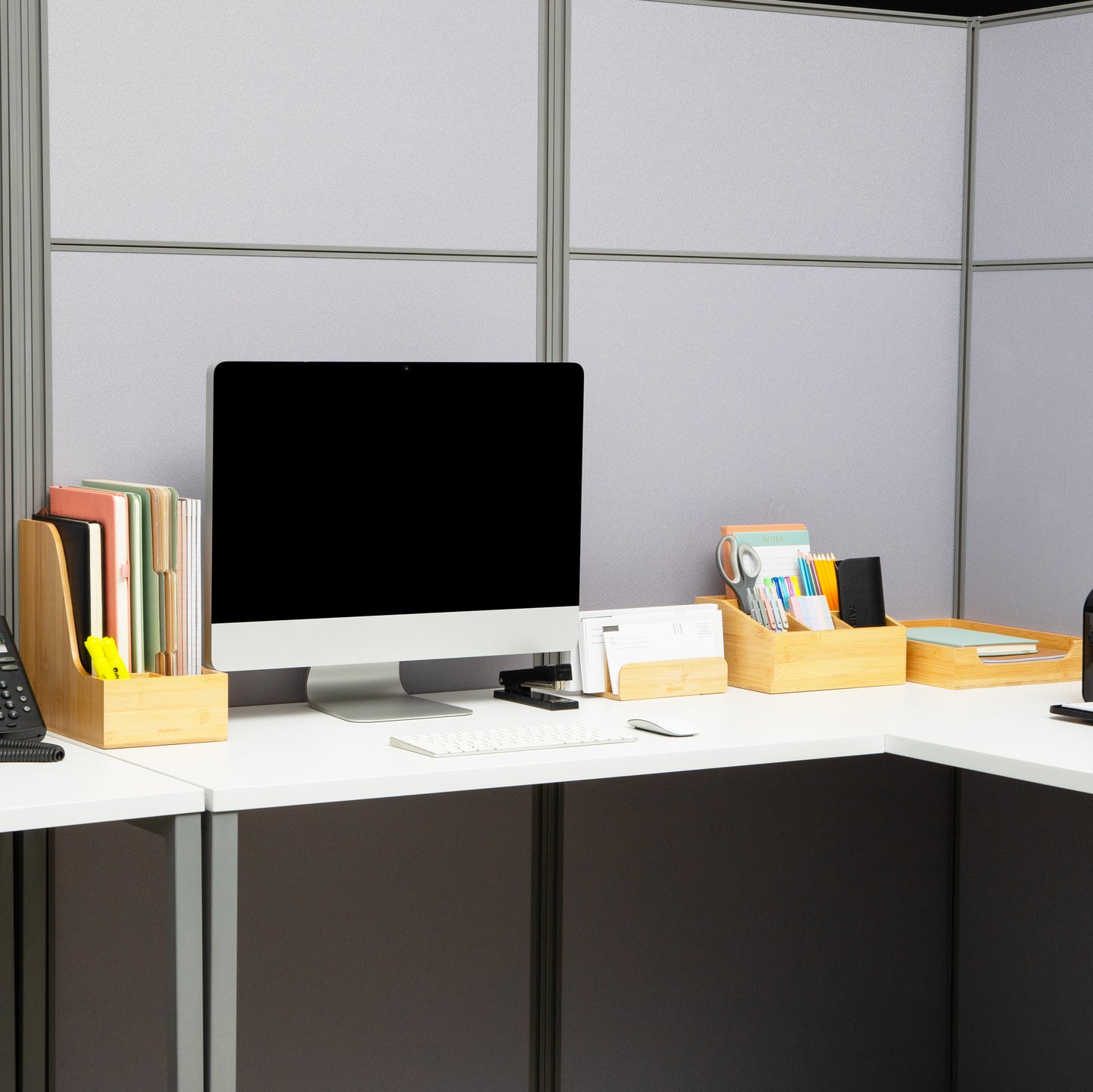 Mind Reader Paper Tray, Desktop Organizer, File Storage, Modern, Office, Bamboo, 10.25"L x 12.5"W x 2.25"H, Brown