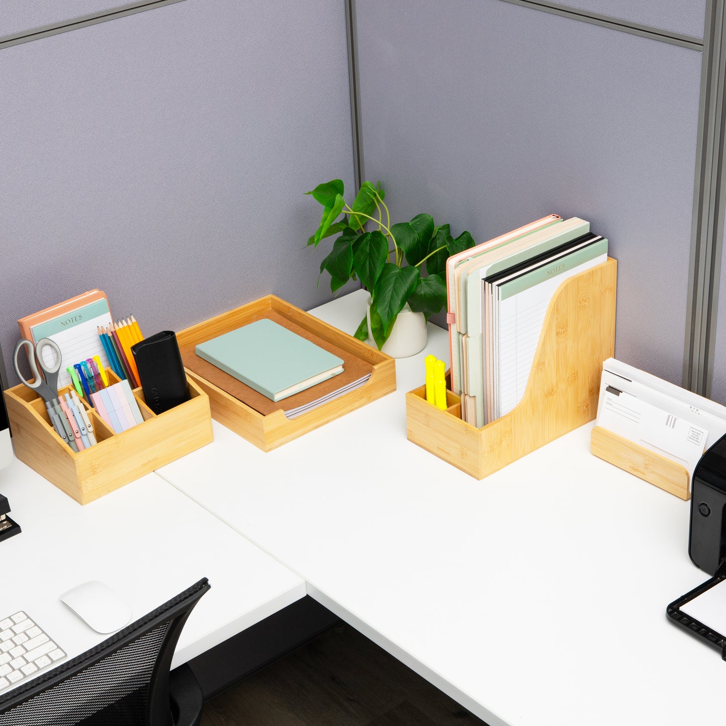 Mind Reader Paper Tray, Desktop Organizer, File Storage, Modern, Office, Bamboo, 10.25"L x 12.5"W x 2.25"H, Brown