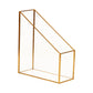 Mind Reader Vertical Glass File Holder with Copper Trim, Angled Magazine Organizer for Documents, Folders & Mail, Glass and Copper, Clear
