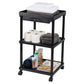 Mind Reader Anchor Collection, Mobile Printer Cart with 3 Shelves and a Storage Drawer, Kitchen Cart, Utility Cart, Microwave Cart, Black