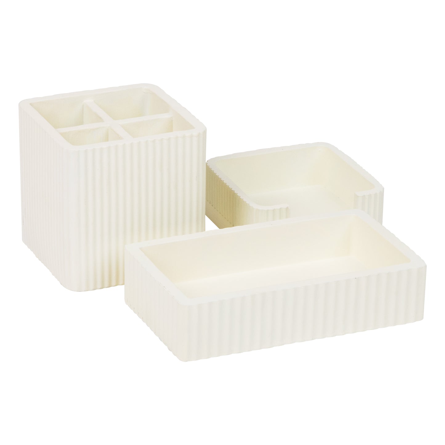 Mind Reader 3-Piece Cement Desk Organizer Set, Desktop Accessory Kit with Pen Cup, Sticky Note Holder, Catch-All Tray, , Modern Office Decor, Cement, Cream