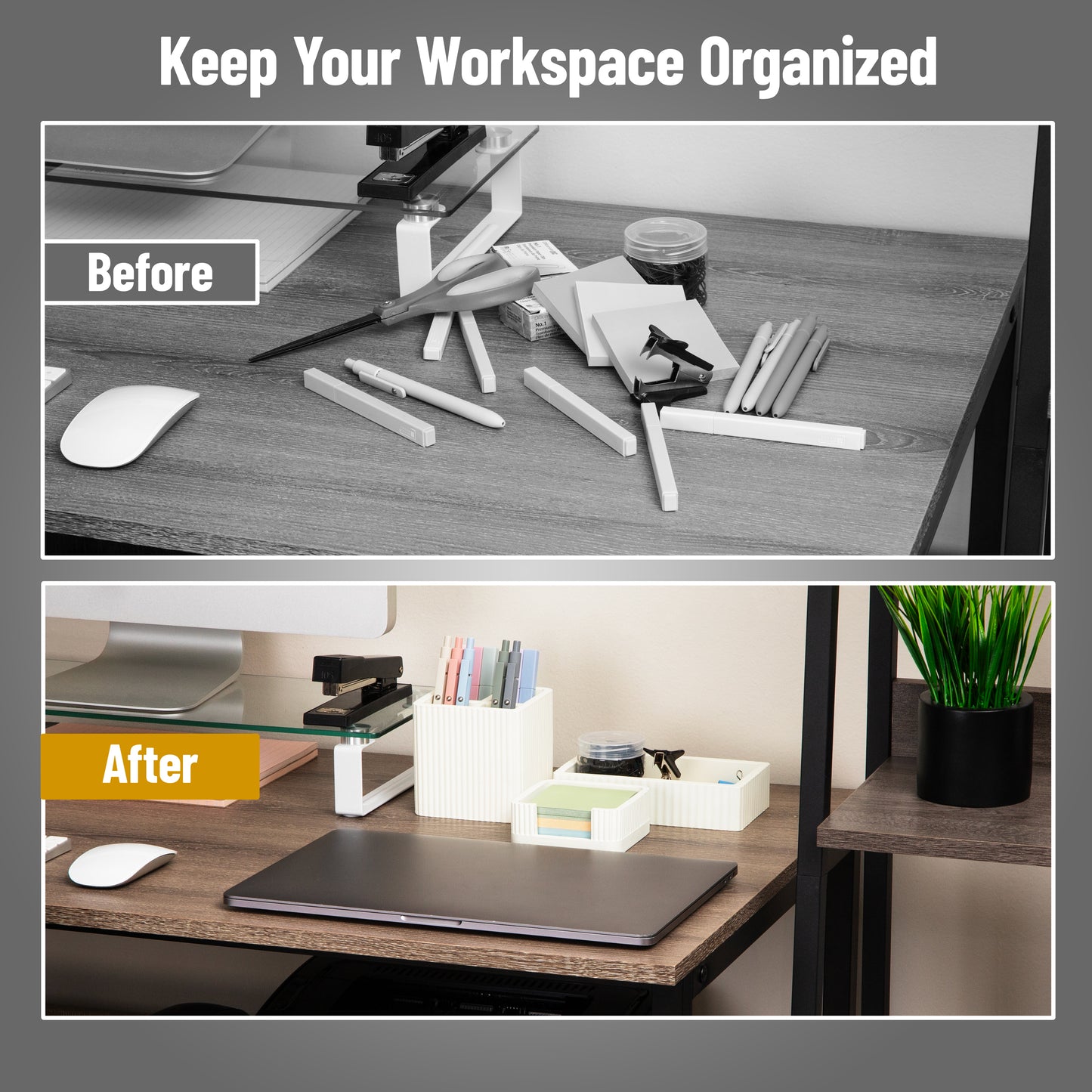 Mind Reader 3-Piece Cement Desk Organizer Set, Desktop Accessory Kit with Pen Cup, Sticky Note Holder, Catch-All Tray, , Modern Office Decor, Cement, Cream