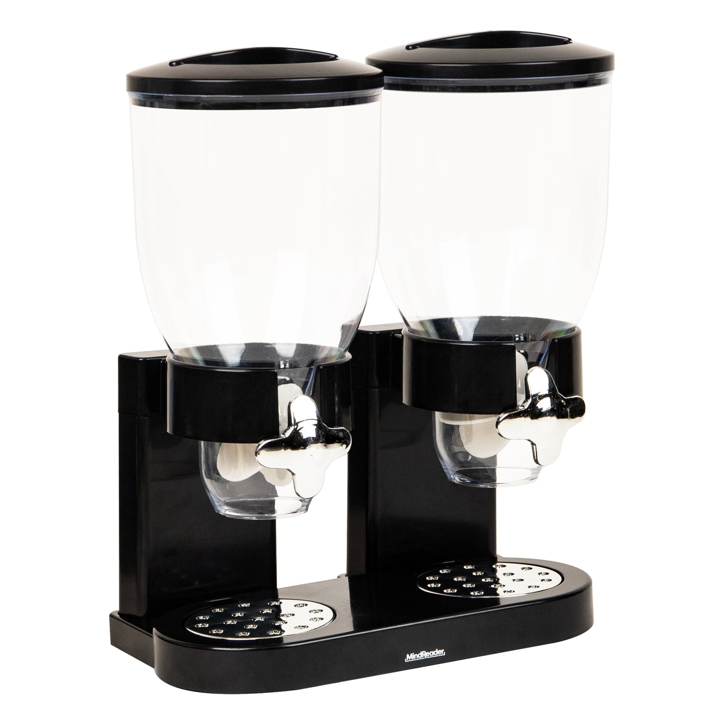 Mind Reader Double Cereal Dispenser for Countertop, 2 x 2L Airtight Containers, Rotating Dry Food Dispenser for Cereal, Rice, Candy, Coffee Beans, Black