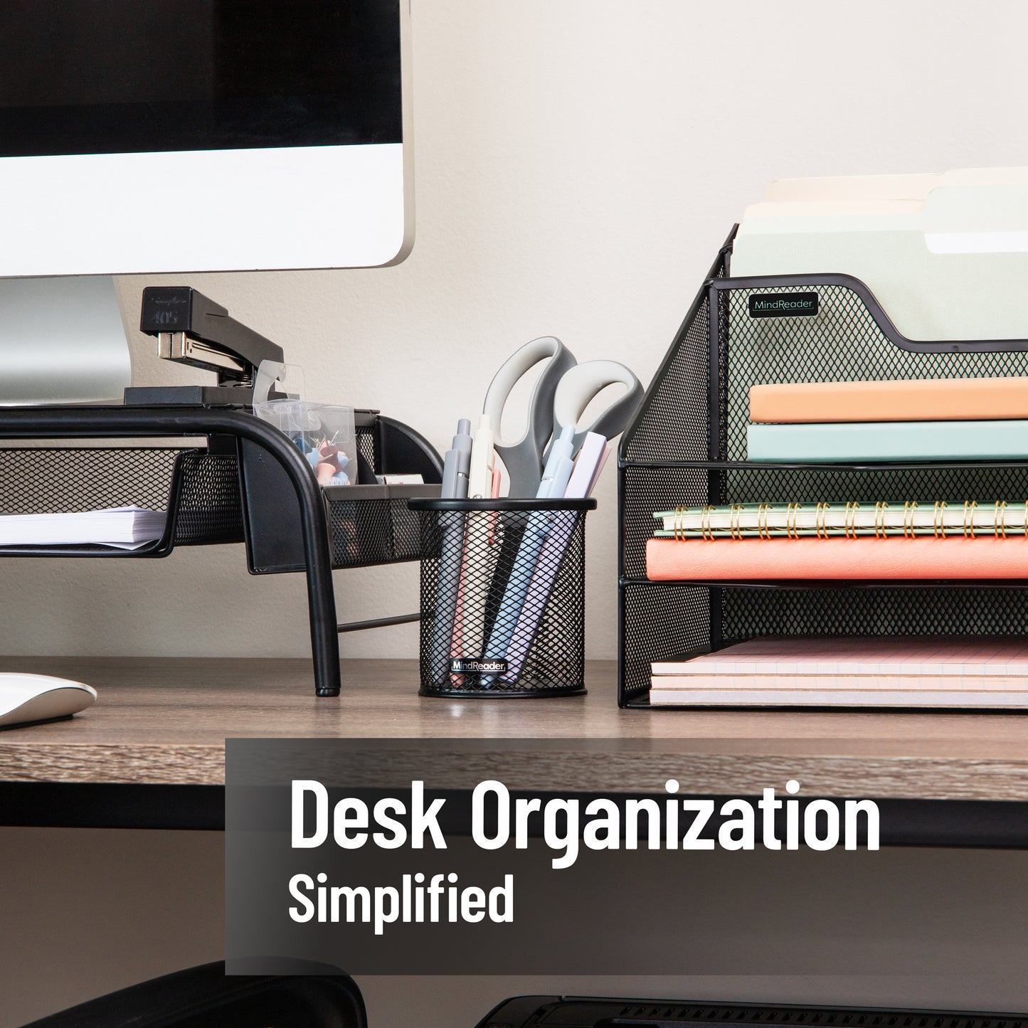 Mind Reader Metal Mesh Pen and Accessories Holders, Desktop Organizer for Office, Makeup, or Kitchen Use, Set of 3