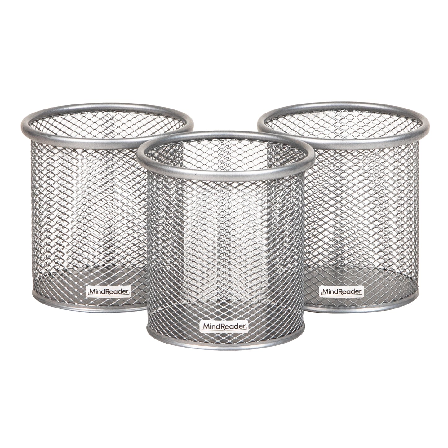Mind Reader Metal Mesh Pen and Accessories Holders, Desktop Organizer for Office, Makeup, or Kitchen Use, Set of 3
