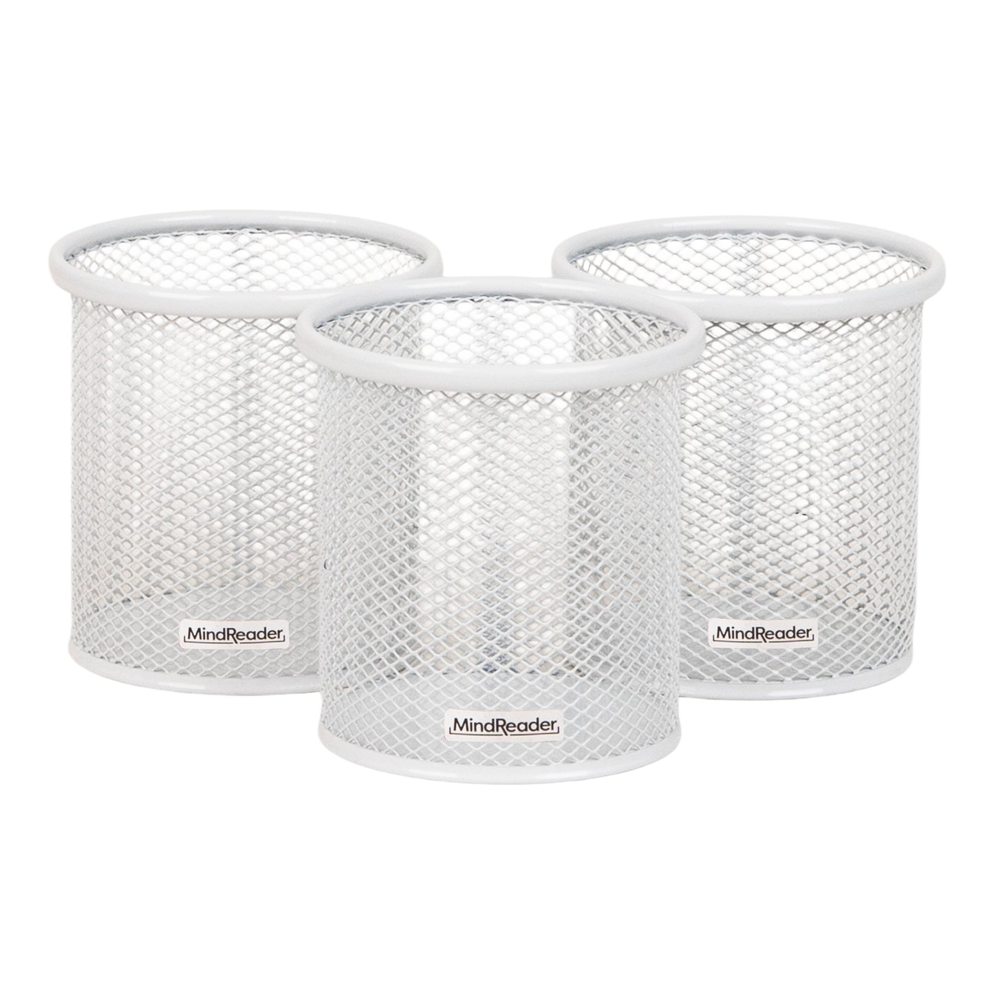 Mind Reader Metal Mesh Pen and Accessories Holders, Desktop Organizer for Office, Makeup, or Kitchen Use, Set of 3