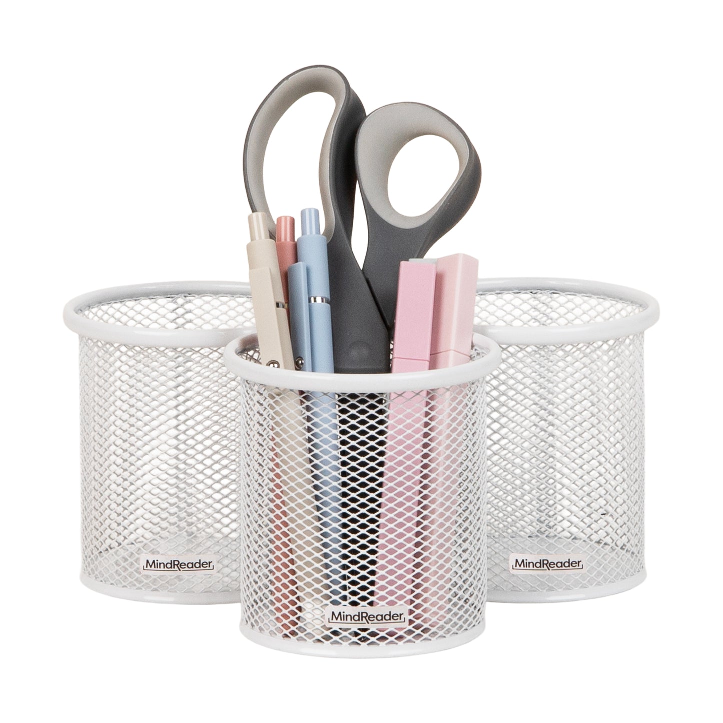 Mind Reader Metal Mesh Pen and Accessories Holders, Desktop Organizer for Office, Makeup, or Kitchen Use, Set of 3