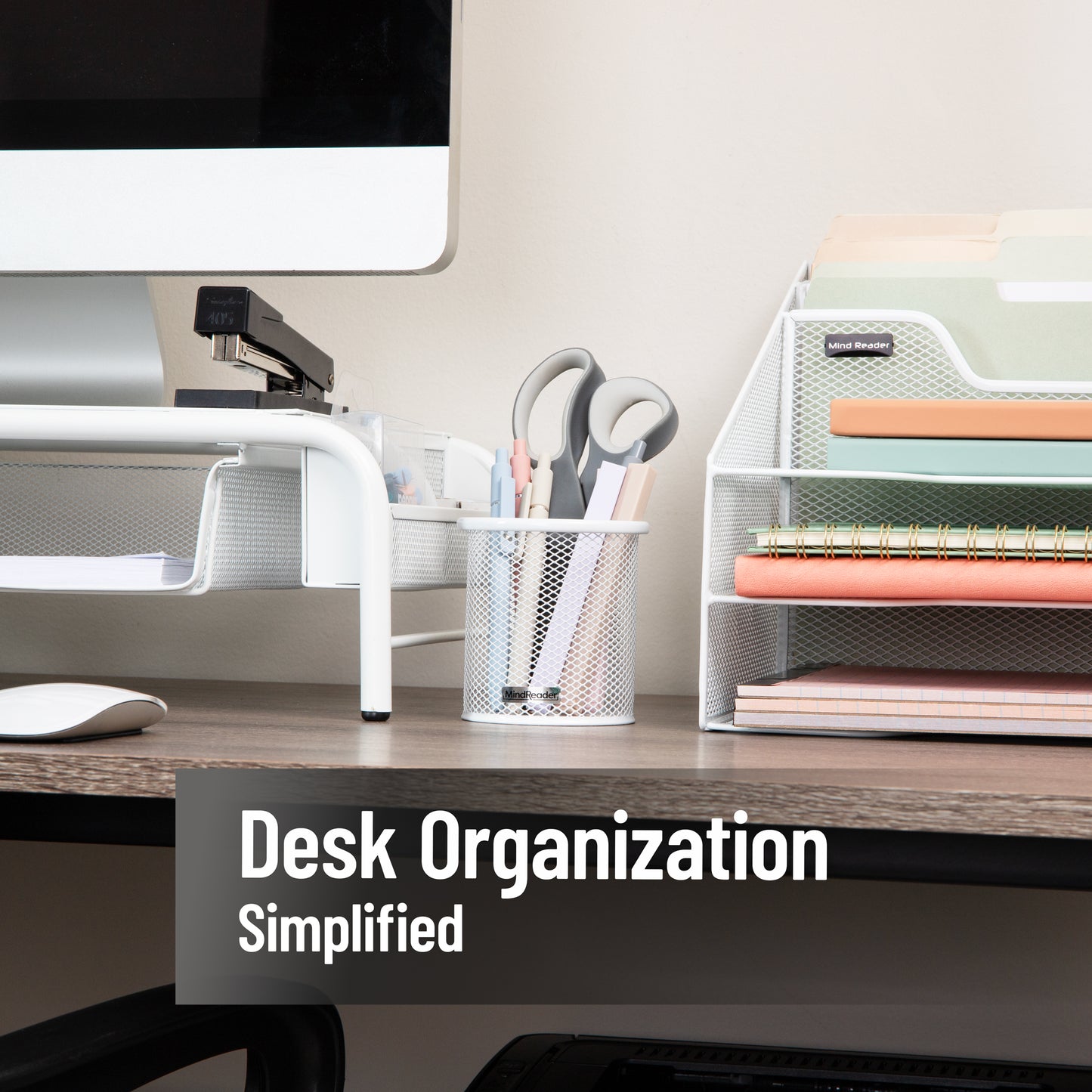 Mind Reader Metal Mesh Pen and Accessories Holders, Desktop Organizer for Office, Makeup, or Kitchen Use, Set of 3