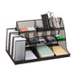 Mind Reader Countertop Organizer, 3-Tier Desktop Storage Rack, Office Breakroom Supply Caddy, Metal Mesh, Black