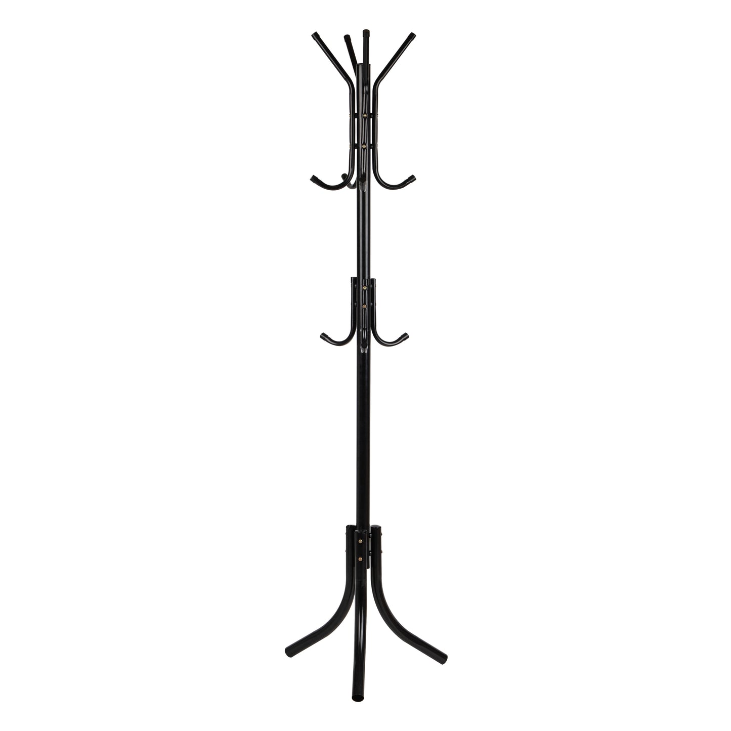 Mind Reader Coat Rack, Hall Tree, Freestanding Organizer, Coat Tree, Hat, Jacket, Purse, Metal, 18"L x 18"W x 68.5"H