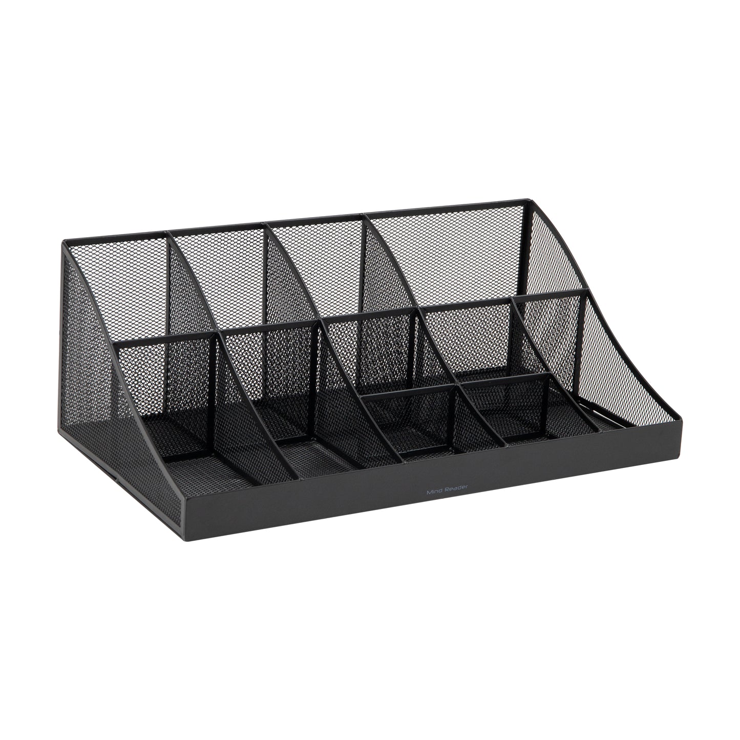 Mind Reader Network Collection, 11-Compartment Coffee Cup and Condiment Countertop Organizer, Metal Mesh, Black