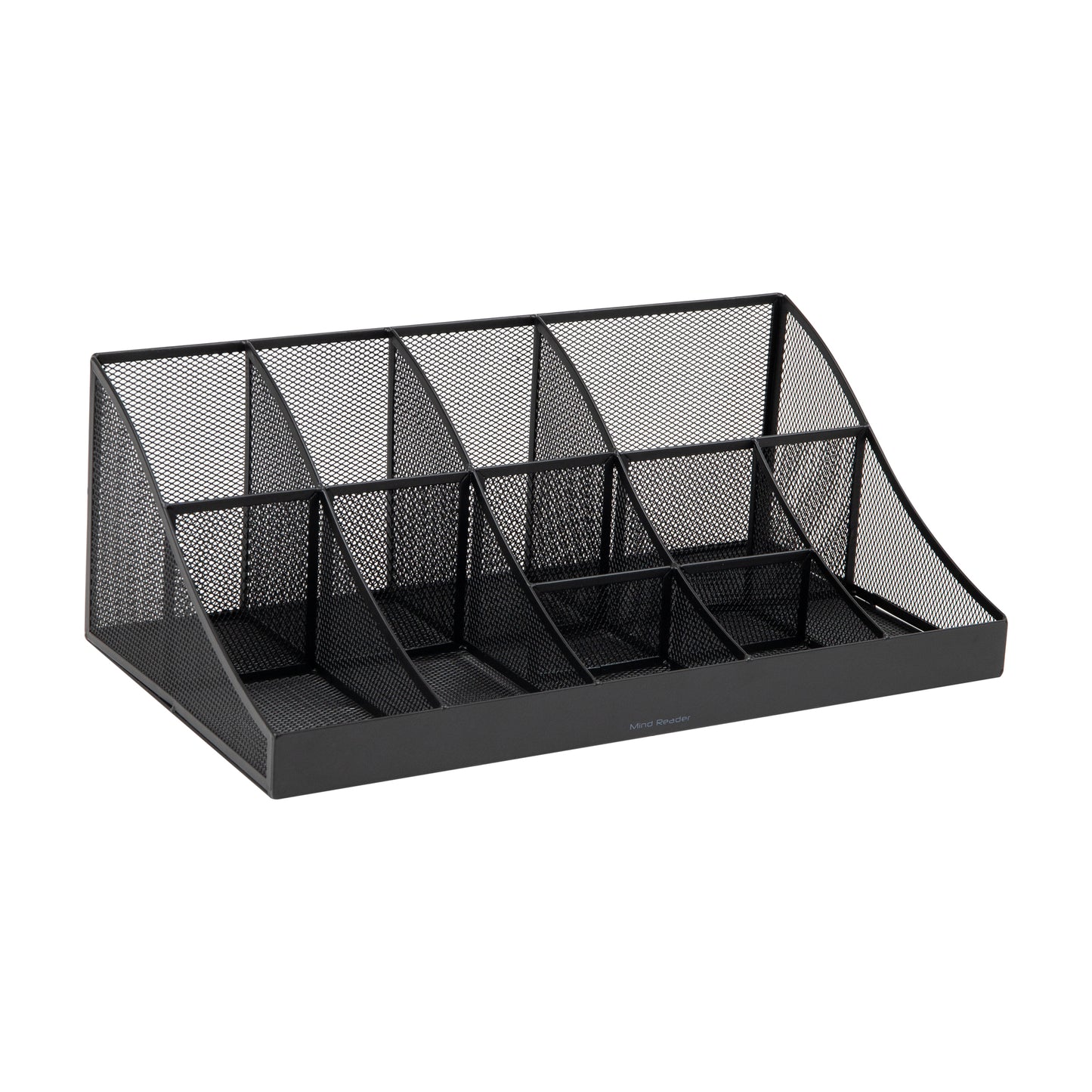 Mind Reader Cup and Condiment Station, Countertop Org, Coffee Bar, Kitchen, Metal Mesh, 17.875"L x 9.5"W x 6.625"H, Black