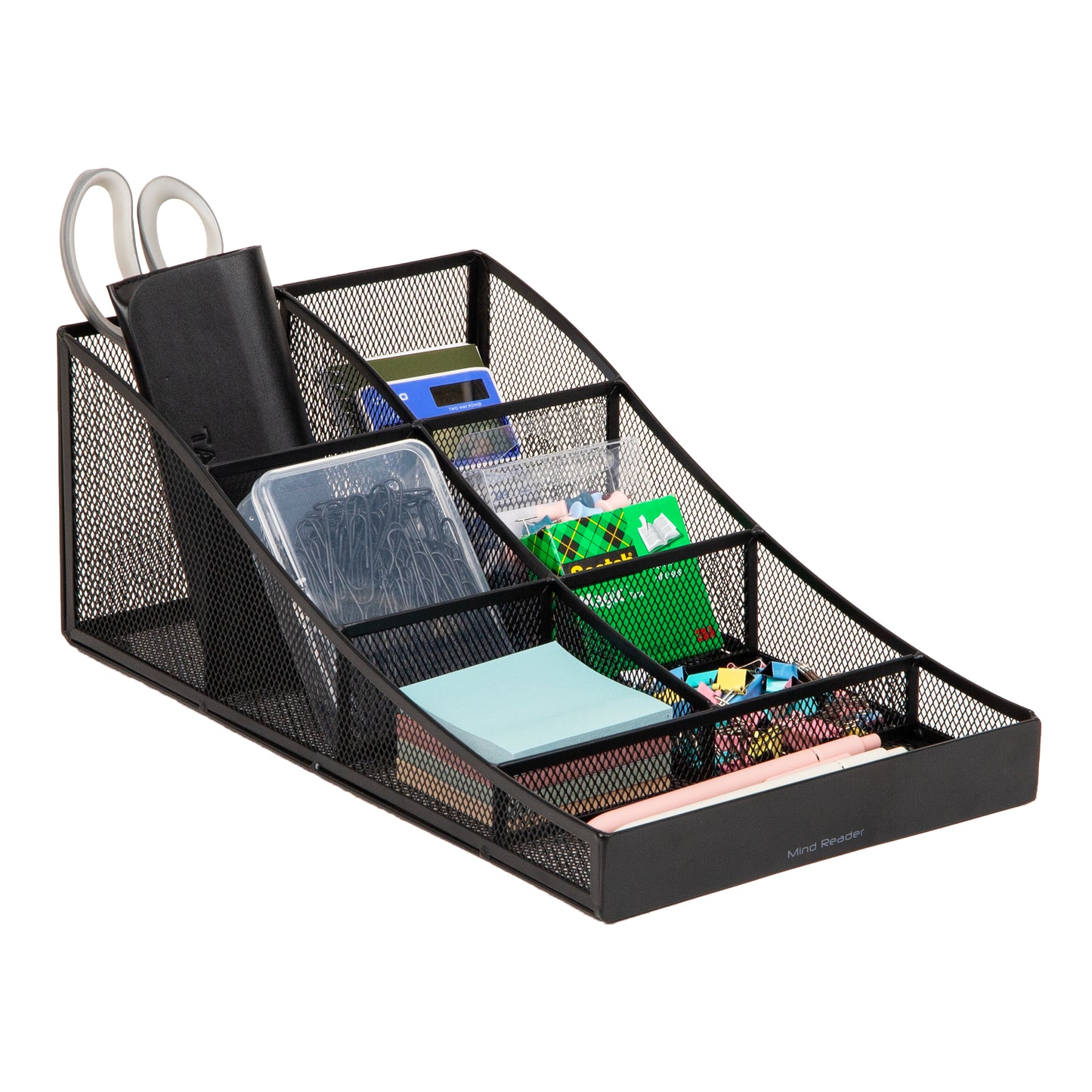 Mind Reader Countertop Organizer, Office Breakroom Supply Caddy, Desktop Organizer, Metal Mesh, Black