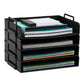 Mind Reader Stackable Paper Tray, Desktop Organizer, File Storage, Office, Plastic, 13.75"L x 10"W x 10.75"H, 4 Pcs.