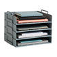 Mind Reader Stackable Paper Tray, Desktop Organizer, File Storage, Office, Plastic, 13.75"L x 10"W x 10.75"H, 4 Pcs.