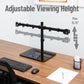 Mind Reader Freestanding Dual Monitor Desk Mount for 13"-32" Screens , VESA 75x75/100x100, Full Motion with 180° Rotation, ±90° Swivel, ±45° Tilt, Holds Up to 17.6 lbs Each – No Clamp, Base Stand with Cable Management, Black