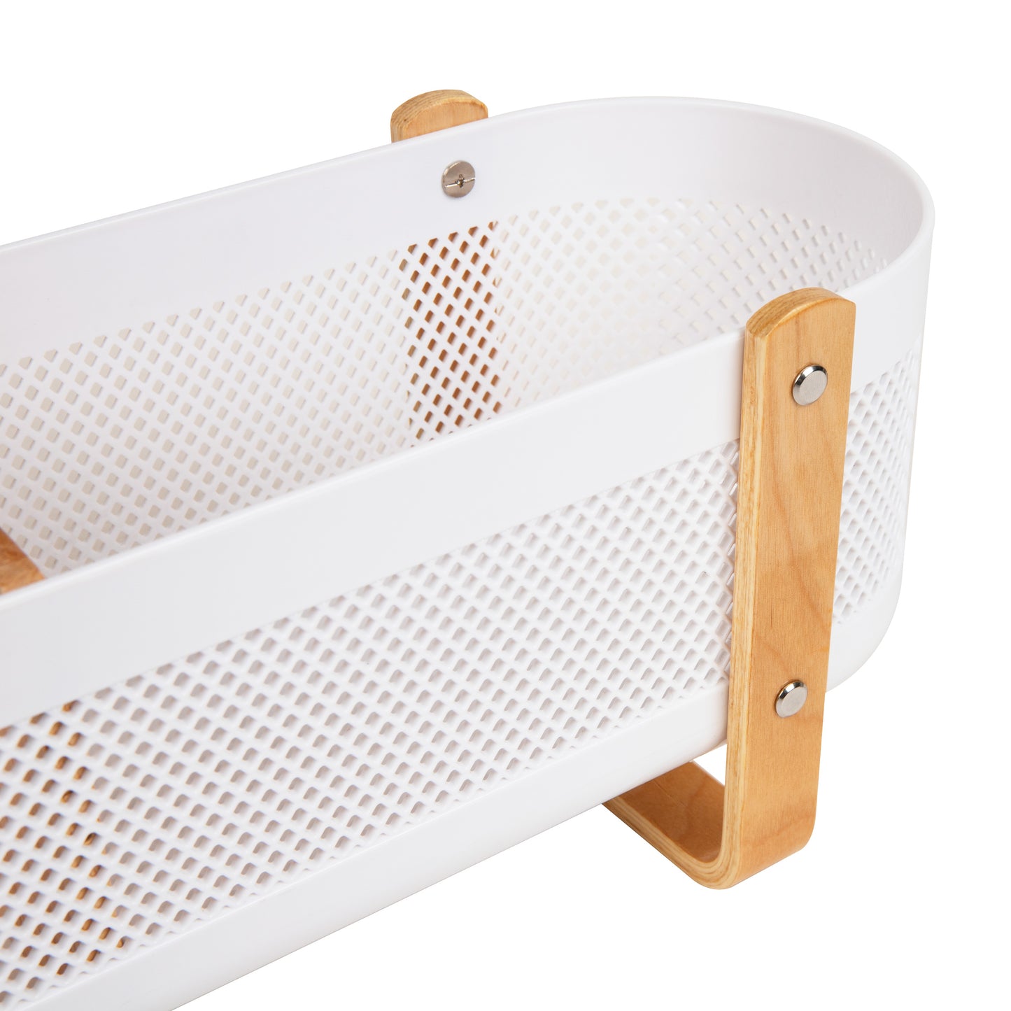 Mind Reader Divided Storage Basket with Legs, Accessory Holder, Desktop Organization, Office, Plastic, 19.25"L x 5.25"W x 6.5"H, White and Brown